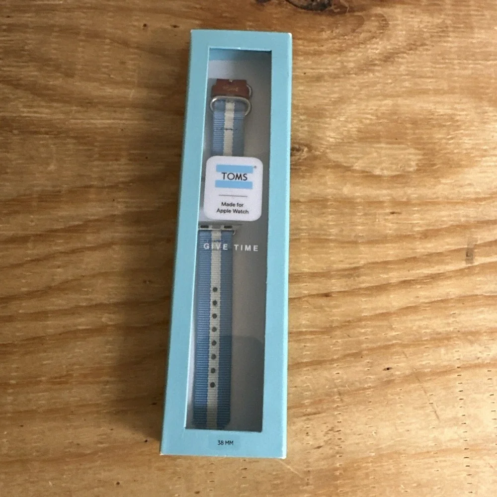 Toms Apple Watch Band 38mm Light Blue & White Stipe‎